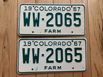 Pair of 1967 Colorado Farm License Plates