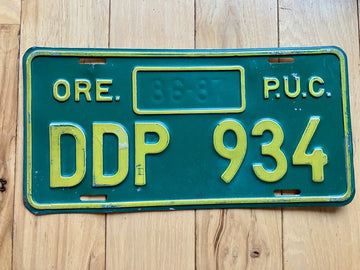 1988 Oregon Public Utilities Commission License Plate
