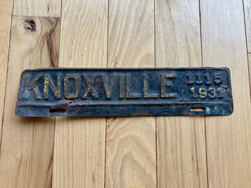 1931 Knoxville Tennessee License Plate Topper