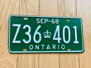 1968 Ontario License Plate