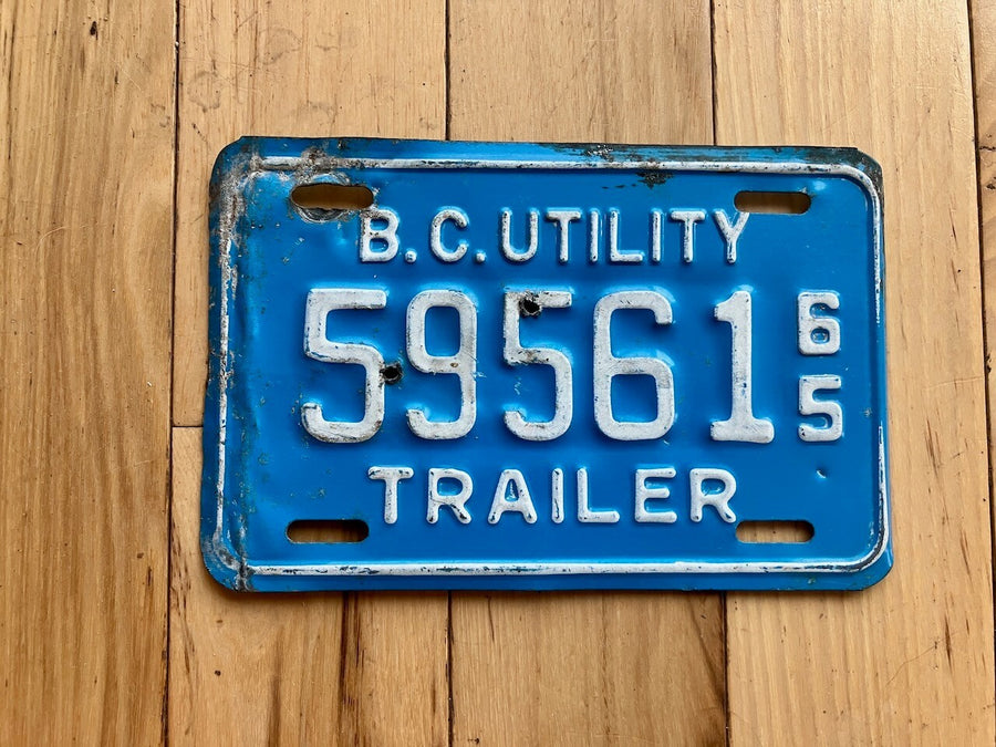 1965 British Columbia Utility Trailer License Plate
