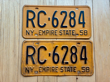 Pair of 1958 New York License Plates