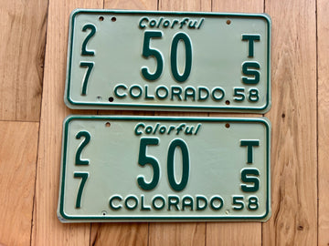 Pair of 1958 Colorado Tractor License Plates