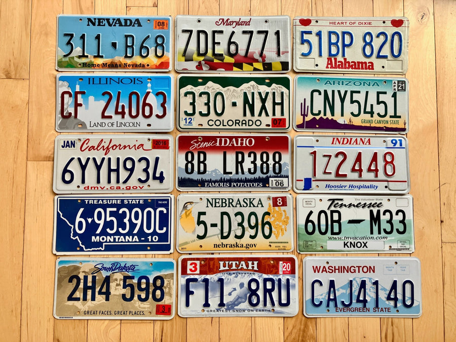 Gift Set of 15 License Plates in Good Condition