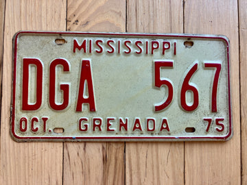 1975 Mississippi Grenada County License Plate