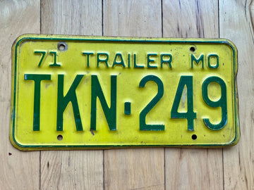 1971 Missouri Trailer License Plate