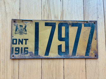 1916 Ontario License Plate