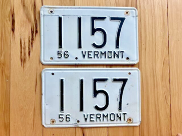 Pair of 1956 Vermont License Plates