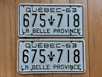 1963 Pair of Quebec License Plates
