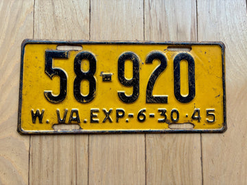 1945 West Virginia License Plate