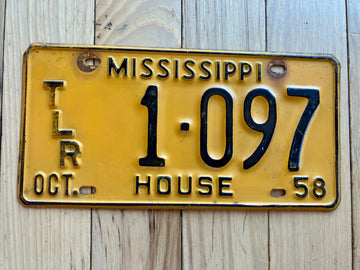 1958 Mississippi House Trailer License Plate
