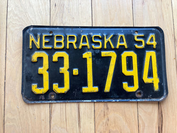 1954 Nebraska License Plate