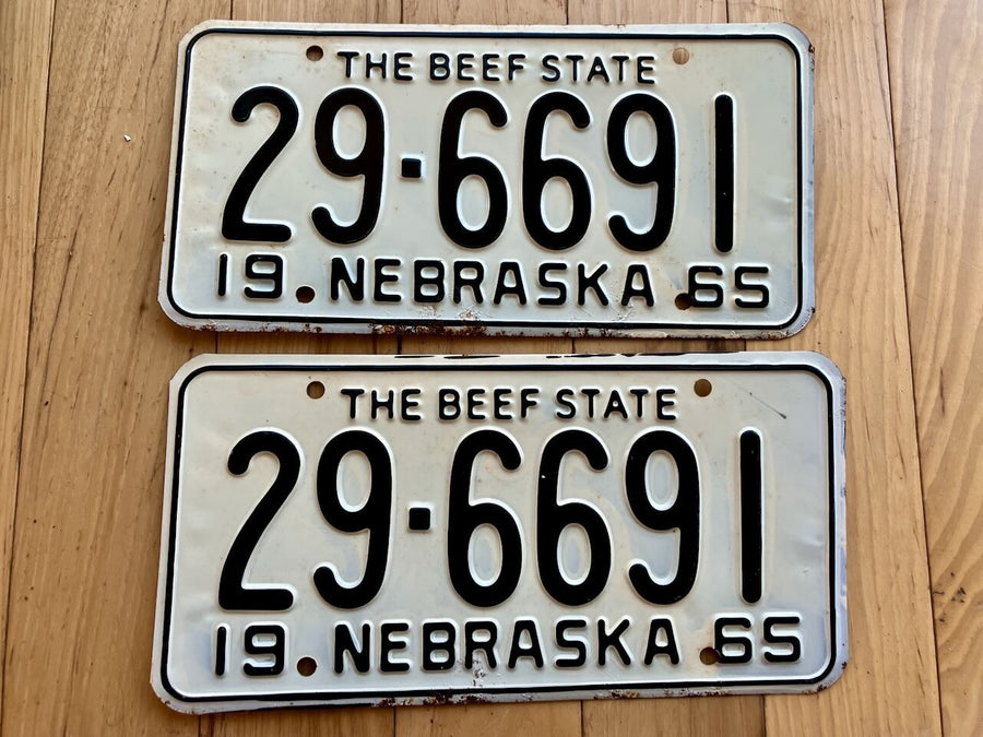 Pair of 1965 Nebraska License Plates