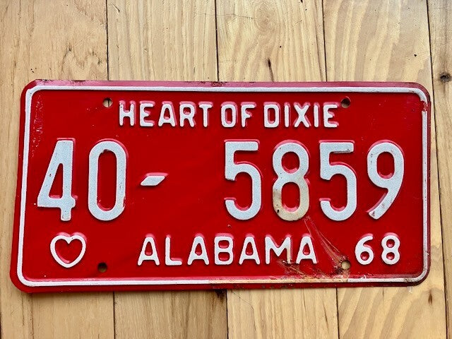 1968 Alabama Lamar County License Plate