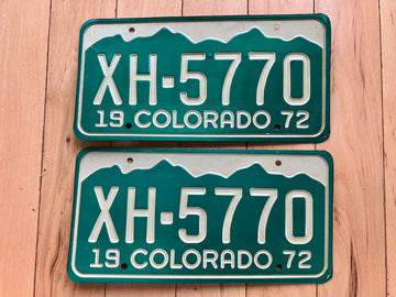 Pair of 1972 Colorado License Plates