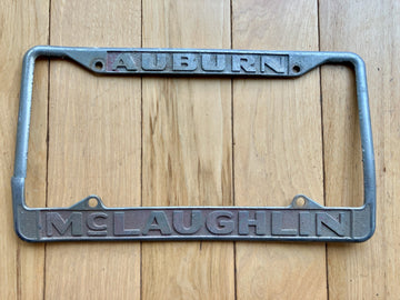 Vintage Auburn McLaughlin License Plate Frame - Cracked on Left Side