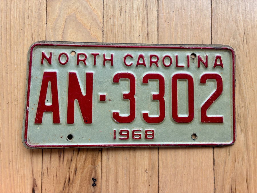 1968 North Carolina License Plate