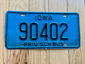 1975 Base Iowa Private School Bus License Plate