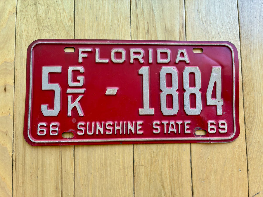 1968 1969 Florida License Plate
