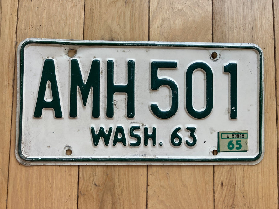 1963 Washington State License Plate W/ 1965 Tab