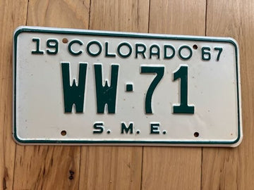 1967 Colorado Special Mobile Equipment S.M.E License Plate