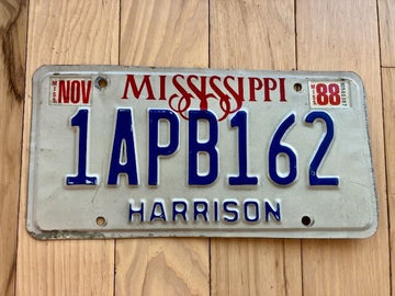 1988 Mississippi Harrison County License Plate