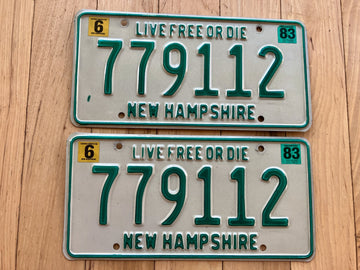 Pair of 1983 New Hampshire License Plates