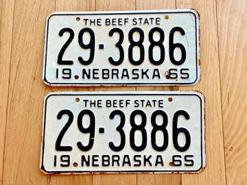 Pair of 1965 Nebraska License Plates