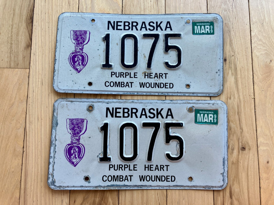 Pair of 1999 Nebraska Purple Heart Veteran License Plates