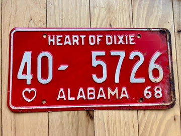 1968 Alabama Lamar County License Plate