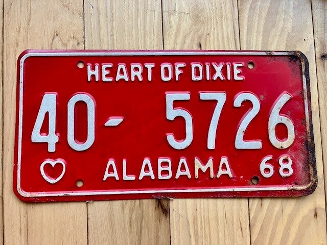1968 Alabama Lamar County License Plate