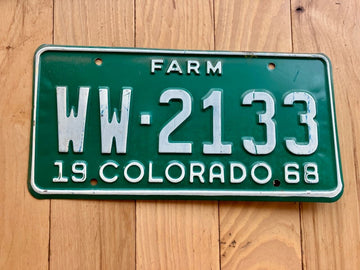 1968 Colorado Farm License Plate