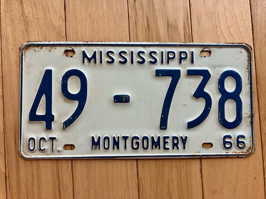 1966 Mississippi Montgomery County License Plate