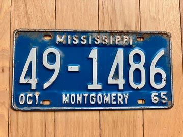 1965 Mississippi Montgomery County License Plate