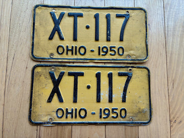 Pair of 1950 Ohio Waffle License Plates