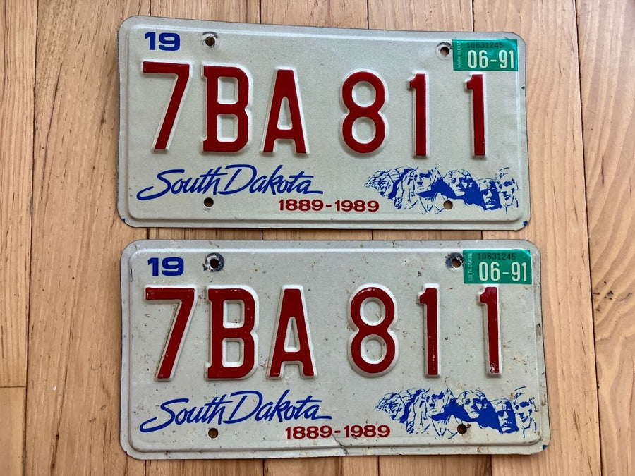 Pair Of 1991 South Dakota License Plates