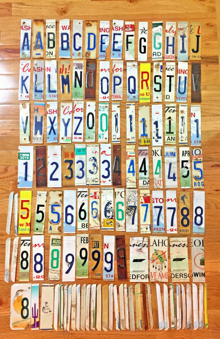 Lot of 100 Craft Grade License Plate Letters and Numbers for Crafts/Art Projects