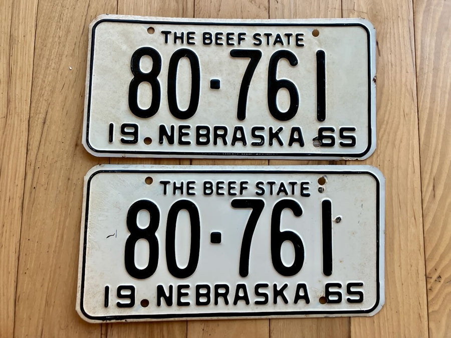 Pair of 1965 Nebraska License Plates