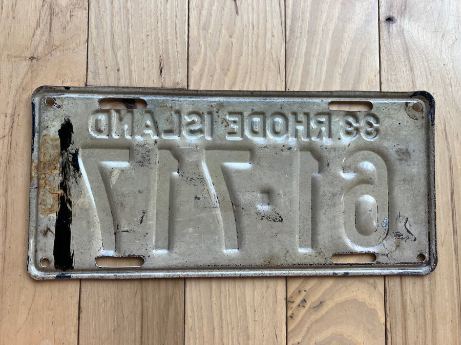 1933 Front Repainted Rhode Island License Plate