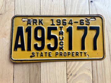 1964 1965 Arkansas State Property Truck License Plate