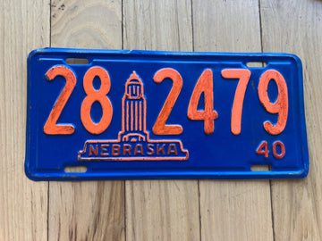 1940 Poorly Repainted Nebraska License Plate