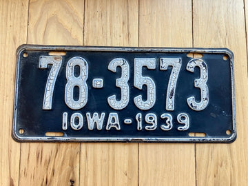 1939 Iowa License Plate