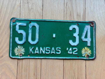 1942 Kansas License Plate