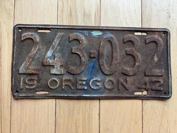 1942 Oregon License Plate