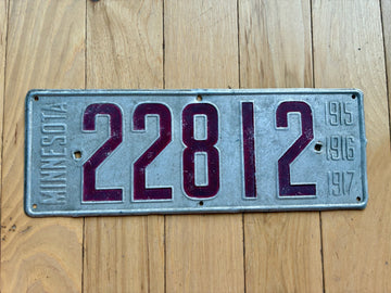 1915 1916 1917 Minnesota License Plate