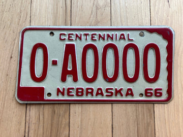 1966 Nebraska Centennial Sample License Plate