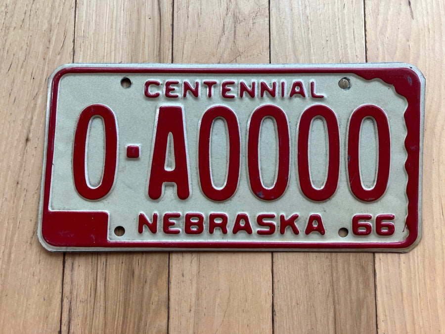 1966 Nebraska Centennial Sample License Plate