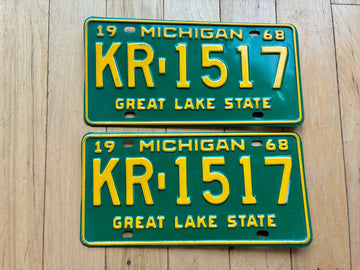 1968 Pair of Michigan License Plates