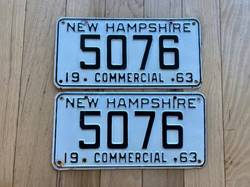 Pair of 1963 New Hampshire Commercial License Plates