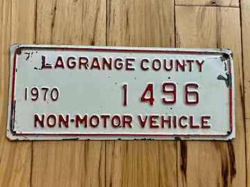 1970 Lagrange County Non Motor Vehicle License Plate